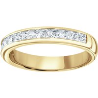18ct Yellow Gold 0.80cttw Princess Cut Channel Set Diamond Half Eternity Ring - Ring Size S