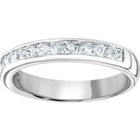 9ct White Gold 0.80cttw Princess Cut Channel Set Diamond Half Eternity Ring - Ring Size T