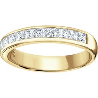 9ct Yellow Gold 1.00cttw Princess Cut Channel Set Diamond Half Eternity Ring - Ring Size P