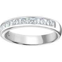 9ct White Gold 1.00cttw Princess Cut Channel Set Diamond Half Eternity Ring - Ring Size J
