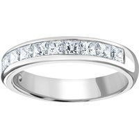 18ct White Gold 1.50cttw Princess Cut Channel Set Diamond Half Eternity Ring - Ring Size K