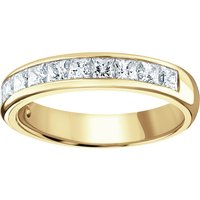 18ct Yellow Gold 1.50cttw Princess Cut Channel Set Diamond Half Eternity Ring - Ring Size G