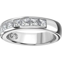 Platinum 2.03cttw Princess Cut Channel Set Diamond Half Eternity Ring - Ring Size V