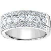 9ct White Gold 1.43cttw Triple Row Claw Set Diamond Half Eternity Ring - Ring Size N