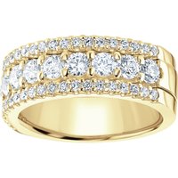 9ct Yellow Gold 1.43cttw Triple Row Claw Set Diamond Half Eternity Ring - Ring Size Z