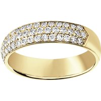 9ct Yellow Gold 0.60cttw Triple Row Pave Set Diamond Half Eternity Ring - Ring Size Z