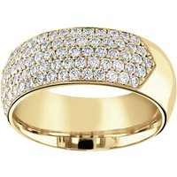 18ct Yellow Gold 1.00cttw Five Row Pave Set Diamond Half Eternity Ring - Ring Size H