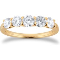 Exclusive 18ct Yellow Gold 1.00cttw Brilliant Cut 5 Stone Goldsmiths Signature Diamond Eternity Ring - Ring Size O