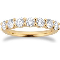 18ct Yellow Gold 1.00cttw 7 Stone Brilliant Cut Diamond Claw Set Eternity Ring - Ring Size J