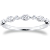 9ct White Gold Marquise Shape 0.23cttw Brilliant Cut Diamond Half Eternity Ring - Ring Size O