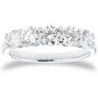 Platinum 1.50cttw Brilliant Cut Diamond 5 Stone Eternity Ring - Ring Size P