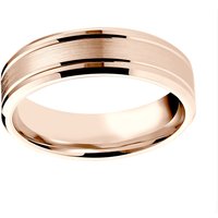 18ct Rose Gold 6mm Pattern Matt Centre Bevelled Edge Wedding Ring - Ring Size Y