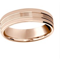 18ct Rose Gold 6mm Pattern V Cut Bevelled Edge Wedding Ring - Ring Size Y