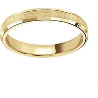 18ct Yellow Gold 3mm Flat Top Matt Double Bevelled Edge Wedding Ring - Ring Size T