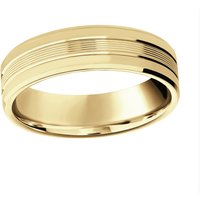 18ct Yellow Gold 6mm Pattern V Cut Bevelled Edge Wedding Ring - Ring Size S