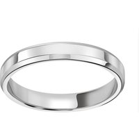 18ct White Gold 3mm Flat Top Bevelled Edge Wedding Ring - Ring Size L