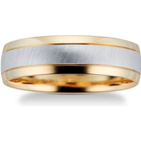 Gents 9ct Gold Two Tone 6mm Fancy Court Wedding Band - Ring Size M