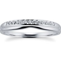 Ladies Diamond Set Shaped Wedding Ring In 18 Carat White Gold - Ring Size I