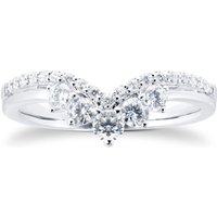 18ct White Gold 0.50ct Diamond Double Row Shaped Wedding Band - Ring Size J
