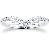 18ct White Gold 0.50ct Diamond Curved Wedding Ring - Ring Size K