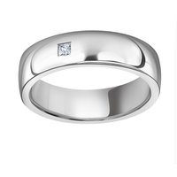 18ct White Gold 0.08cttw Princess Cut Rub Over Wedding Ring - Ring Size V