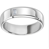 18ct White Gold 0.06cttw Emerald Cut Wedding Ring - Ring Size F