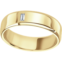18ct Yellow Gold 0.06cttw Emerald Cut Wedding Ring - Ring Size X