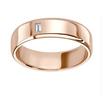 18ct Rose Gold 0.06cttw Emerald Cut Wedding Ring - Ring Size P