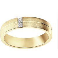 18ct Yellow Gold 0.10cttw Princess Cut Diamond Brushed Wedding Ring - Ring Size O