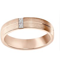 18ct Rose Gold 0.10cttw Princess Cut Diamond Brushed Wedding Ring - Ring Size R