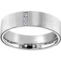 18ct White Gold 0.04cttw Round Brilliant Cut Diamond Brushed Wedding Ring - Ring Size Y