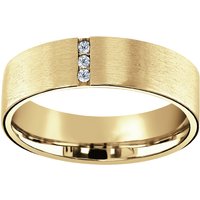 18ct Yellow Gold 0.04cttw Round Brilliant Cut Diamond Brushed Wedding Ring - Ring Size Q