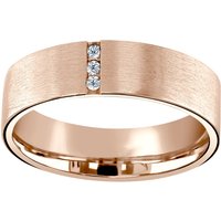 18ct Rose Gold 0.04cttw Round Brilliant Cut Diamond Brushed Wedding Ring - Ring Size I
