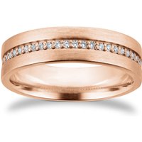 18ct Rose Gold 6mm 0.26ct Brilliant Cut Grain Set Diamond Flat Court Heavy Wedding Ring - Ring Size F