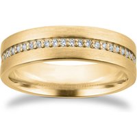9ct Yellow Gold 6mm 0.26ct Brilliant Cut Grain Set Diamond Flat Court Heavy Wedding Ring - Ring Size W
