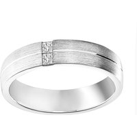 Platinum 0.10cttw Princess Cut Diamond Brushed Wedding Ring - Ring Size F