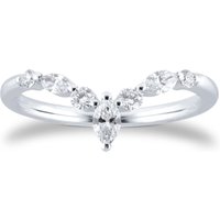 Platinum 0.25cttw Diamond Marquise & Round Cut V Wedding Ring - Ring Size M