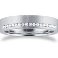 Platinum 5mm 0.15cttw Diamond Brushed Wedding Ring - Ring Size R