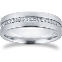 Platinum 6mm 0.26ct Brilliant Cut Grain Set Diamond Flat Court Heavy Wedding Ring - Ring Size Q