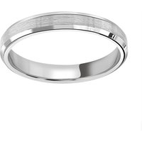 Platinum 3mm Flat Top Matt Double Bevelled Edge Wedding Ring - Ring Size S