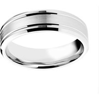 Platinum 6mm Pattern Matt Centre Bevelled Edge Wedding Ring - Ring Size X