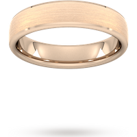 5mm Traditional Court Standard Polished Chamfered Edges With Matt Centre Wedding Ring In 18 Carat Rose Gold - Ring Size M