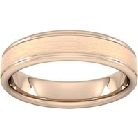 5mm Slight Court Standard Matt Centre With Grooves Wedding Ring In 9 Carat Rose Gold - Ring Size J