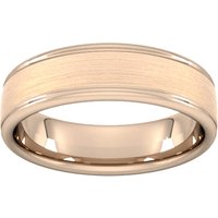 5mm Traditional Court Standard Matt Centre With Grooves Wedding Ring In 18 Carat Rose Gold - Ring Size L