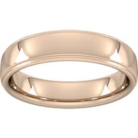 5mm Traditional Court Standard Polished Finish With Grooves Wedding Ring In 9 Carat Rose Gold - Ring Size R