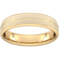 5mm Flat Court Heavy Centre Groove With Chamfered Edge Wedding Ring In 18 Carat Yellow Gold - Ring Size I
