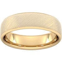 6mm Flat Court Heavy Diagonal Matt Finish Wedding Ring In 18 Carat Yellow Gold - Ring Size I