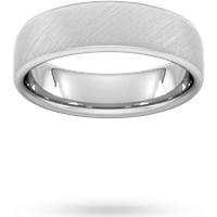 6mm D Shape Heavy Diagonal Matt Finish Wedding Ring In 9 Carat White Gold - Ring Size J