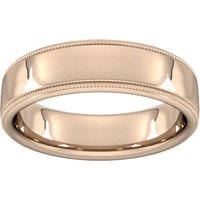6mm Slight Court Heavy Milgrain Edge Wedding Ring In 9 Carat Rose Gold - Ring Size H