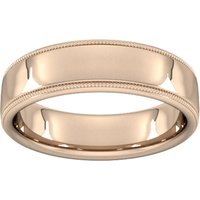 6mm Slight Court Extra Heavy Milgrain Edge Wedding Ring In 18 Carat Rose Gold - Ring Size M